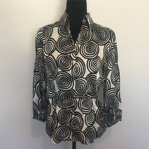 Lafayette 148 Spiral Silk Button Down Shirt